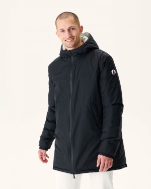 JOTT Amsterdam Long Reversible Hooded Dunjackor Herr Svarta Ljusgrå | GZD-7357