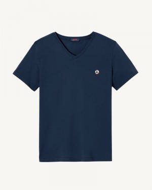 JOTT Benito Organic Bomull T-shirt Herr Marinblå | SJD-6598