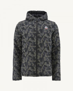 JOTT Bergen Reversible Hooded Pufferjackor Herr Camo Svarta | IXL-5846