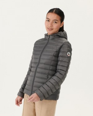 JOTT Cloe Light Hooded Dunjackor Dam Mörkgrå | VCP-3300