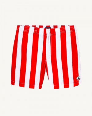 JOTT Deauville Swim Shorts Herr Röda Randig Vita | MWM-5641