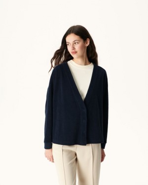 JOTT Pamplona Long Sleeve Cardigan Dam Marinblå | PFO-6246