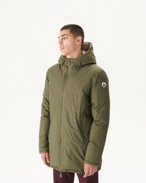 JOTT Toronto Great Cold Reversible Hooded Dunjackor Herr Olivgröna Beige | LLB-7053