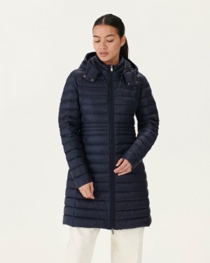 JOTT Vero Long Hooded Pufferjackor Dam Marinblå | UFI-3986