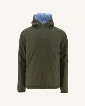 JOTT Vigo Reversible Ultralight Hooded Dunjackor Herr Olivgröna Ljusblå | PJR-3829