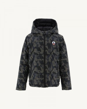 JOTT Zurich Reversible Hooded Pufferjackor Barn Camo Svarta | TEC-5831