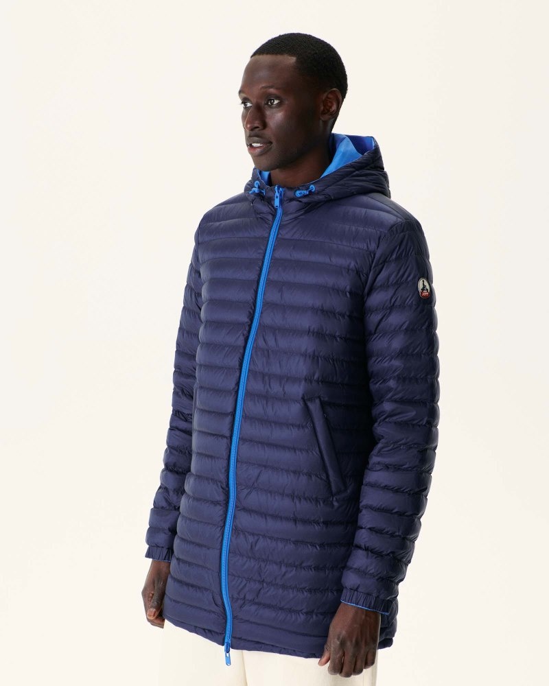 JOTT Amsterdam Long Reversible Hooded Dunjackor Herr Blå Marinblå | PRQ-1344