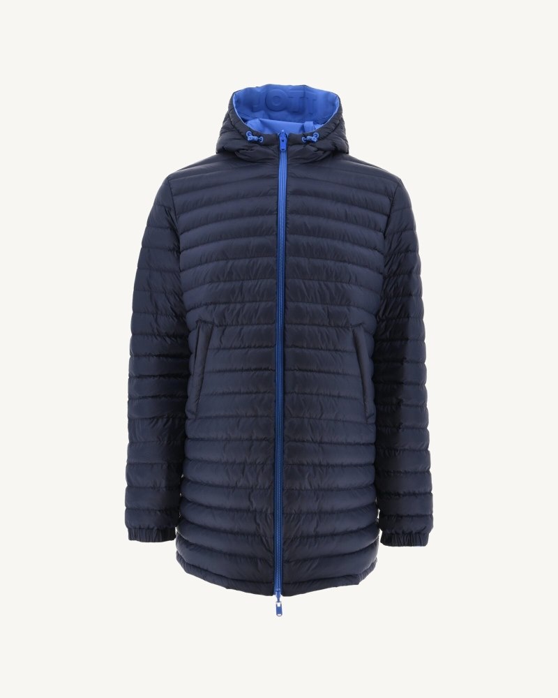 JOTT Amsterdam Long Reversible Hooded Dunjackor Herr Blå Marinblå | PRQ-1344