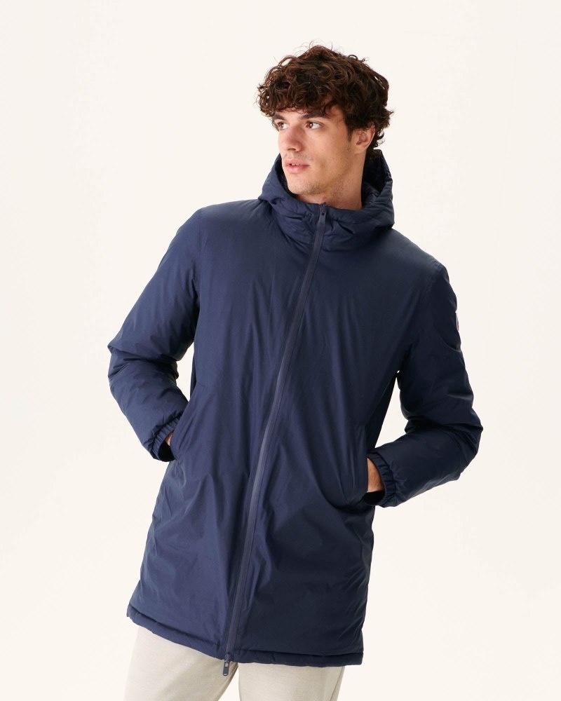 JOTT Amsterdam Long Reversible Hooded Pufferjackor Herr Marinblå | IIU-2962