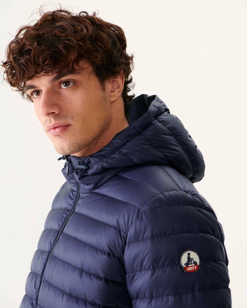 JOTT Amsterdam Long Reversible Hooded Pufferjackor Herr Marinblå | IIU-2962