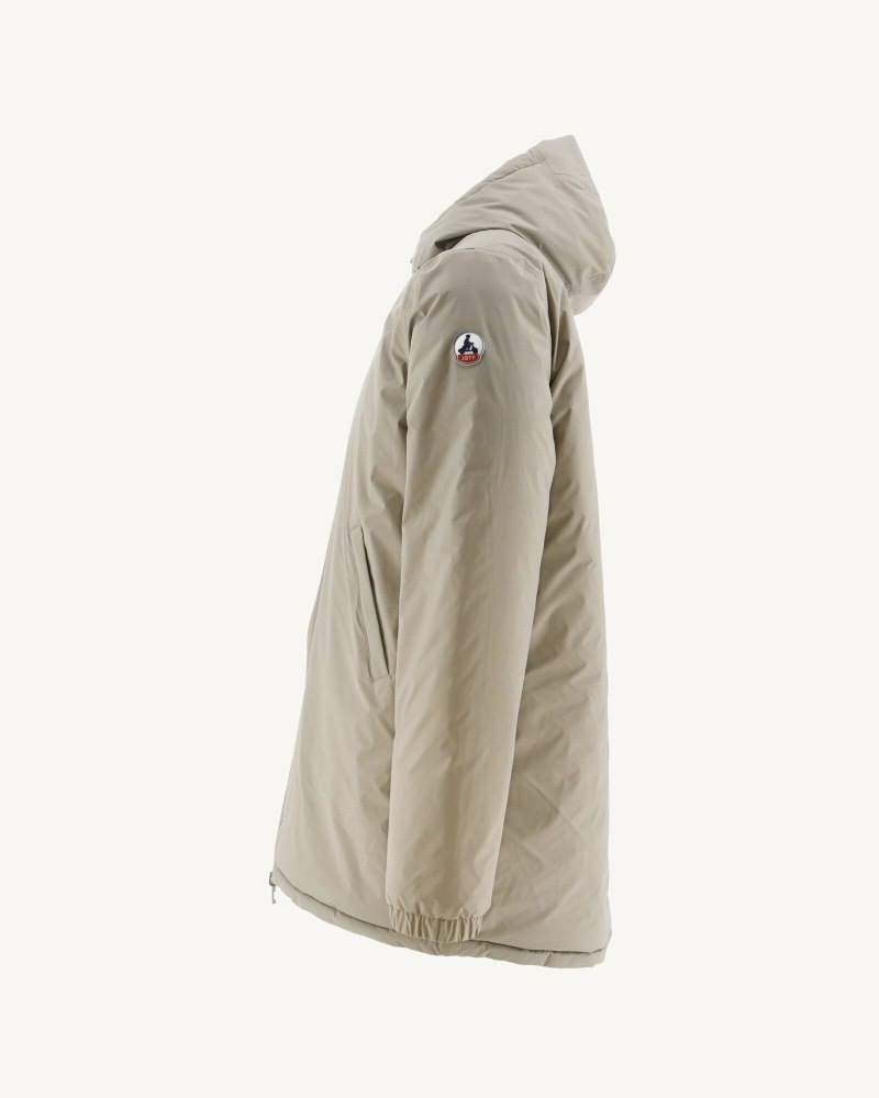 JOTT Amsterdam Long Reversible Hooded Pufferjackor Herr Beige Ljuskhaki | MKO-4747