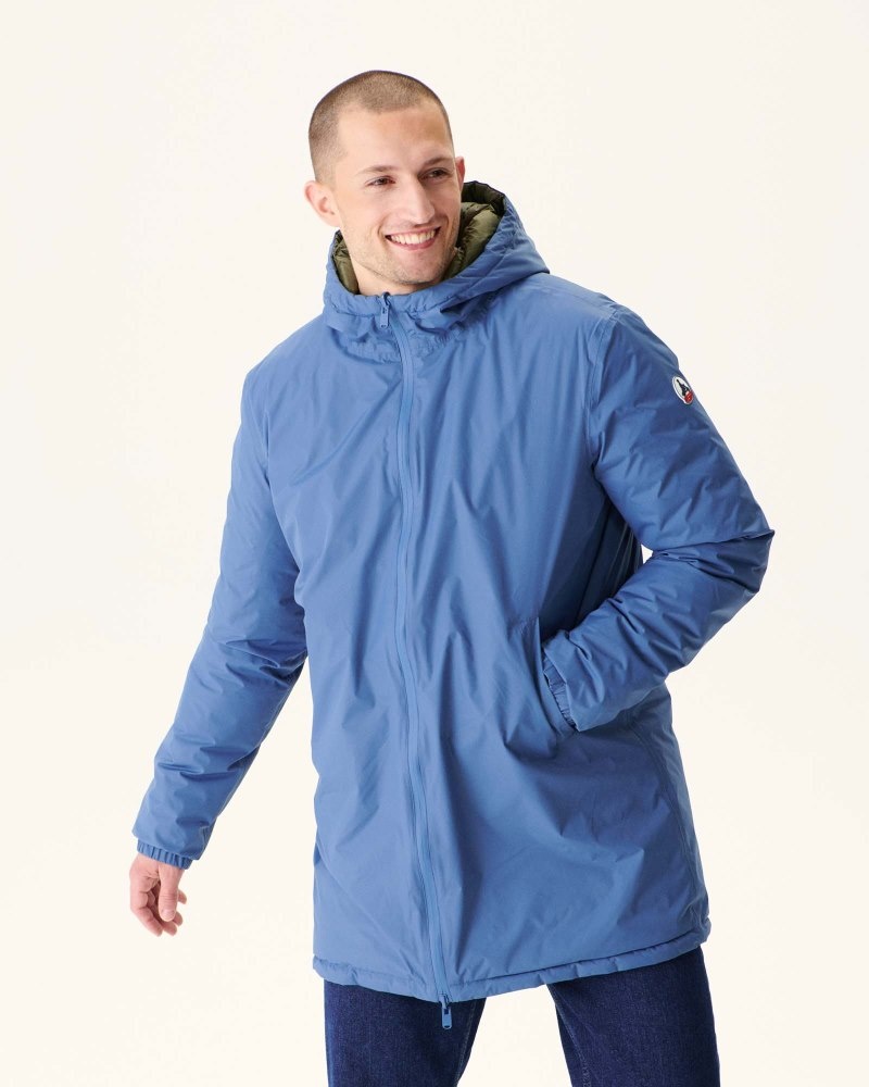 JOTT Amsterdam Long Reversible Hooded Pufferjackor Herr Blå Olivgröna | TLZ-3058