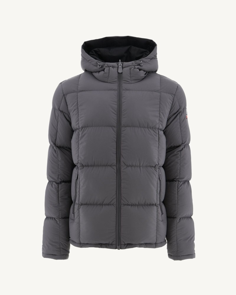 JOTT Aspen Reversible Great Cold Hooded Dunjackor Herr Svarta Mörkgrå | CCI-4014