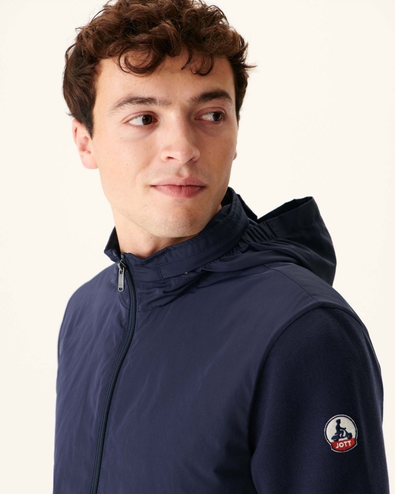 JOTT Bardenas Bi-material Hooded Jacka Herr Marinblå | PZK-3600