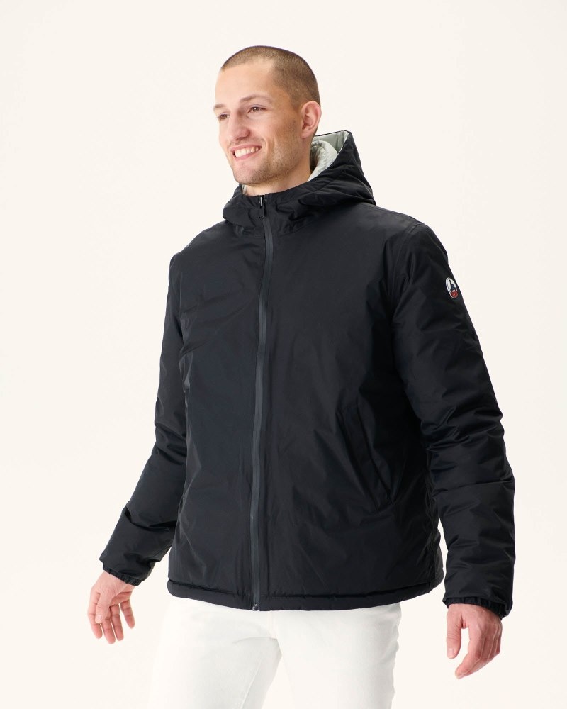 JOTT Bergen Reversible Hooded Dunjackor Herr Svarta Ljusgrå | NYS-8390