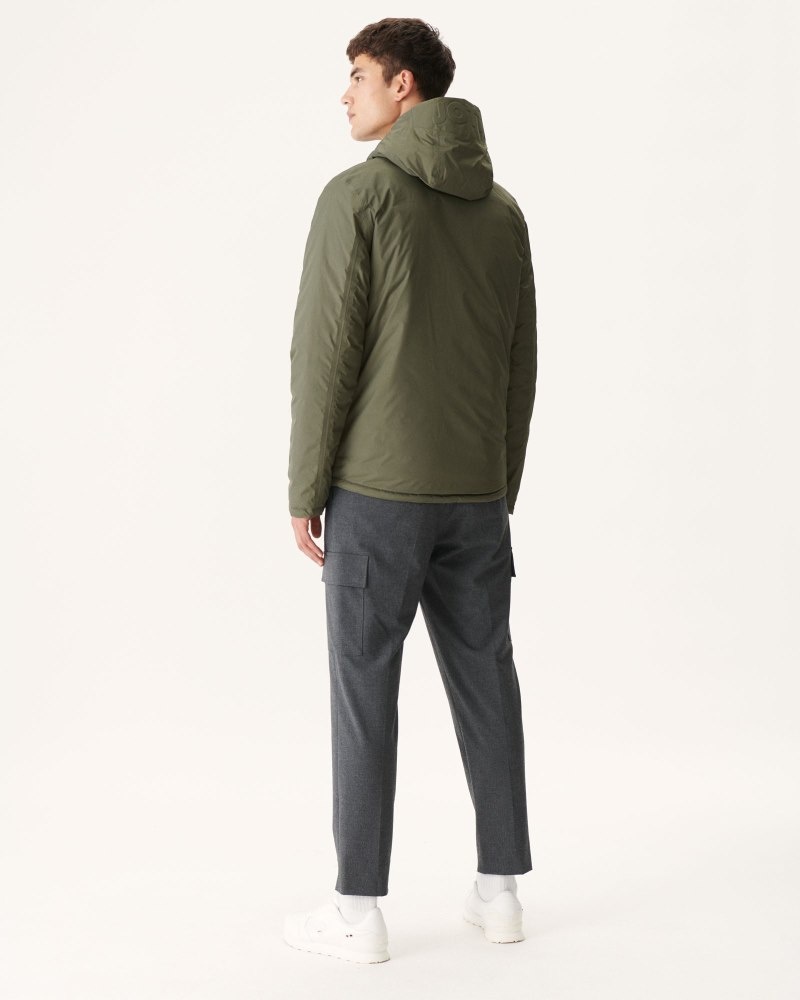 JOTT Bergen Reversible Hooded Pufferjackor Herr Olivgröna Beige | SNQ-7655