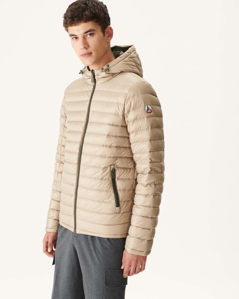 JOTT Bergen Reversible Hooded Pufferjackor Herr Olivgröna Beige | SNQ-7655