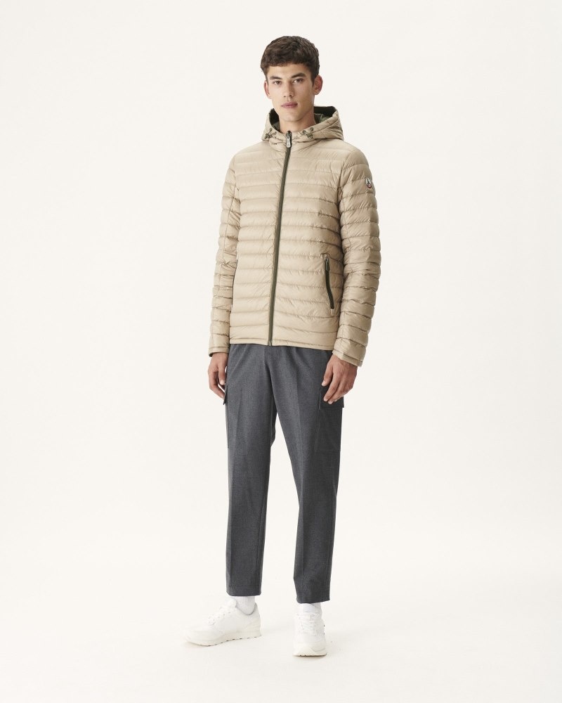 JOTT Bergen Reversible Hooded Pufferjackor Herr Olivgröna Beige | SNQ-7655