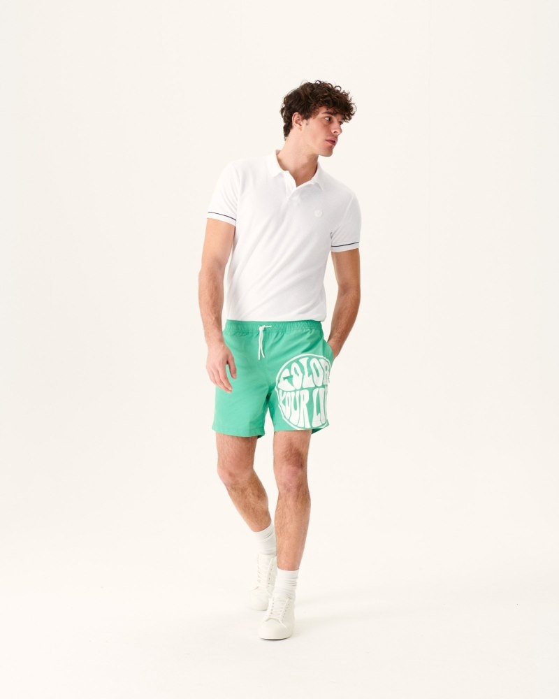 JOTT Biarritz Swim Shorts Herr Gröna Vita | JVZ-8979