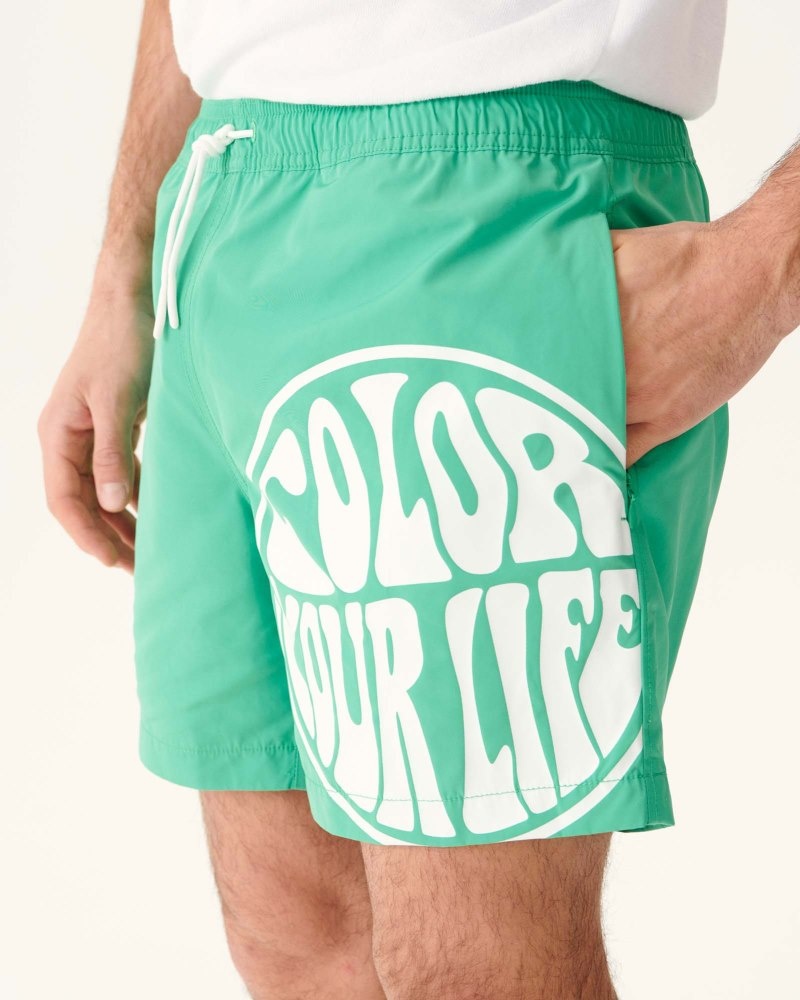 JOTT Biarritz Swim Shorts Herr Gröna Vita | JVZ-8979