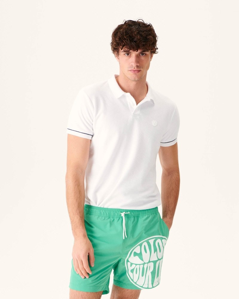 JOTT Biarritz Swim Shorts Herr Gröna Vita | JVZ-8979