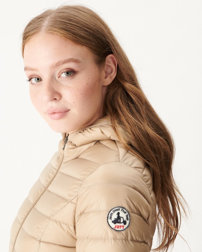 JOTT Cloe Lätta Hooded Dunjackor Dam Beige | FBV-0762