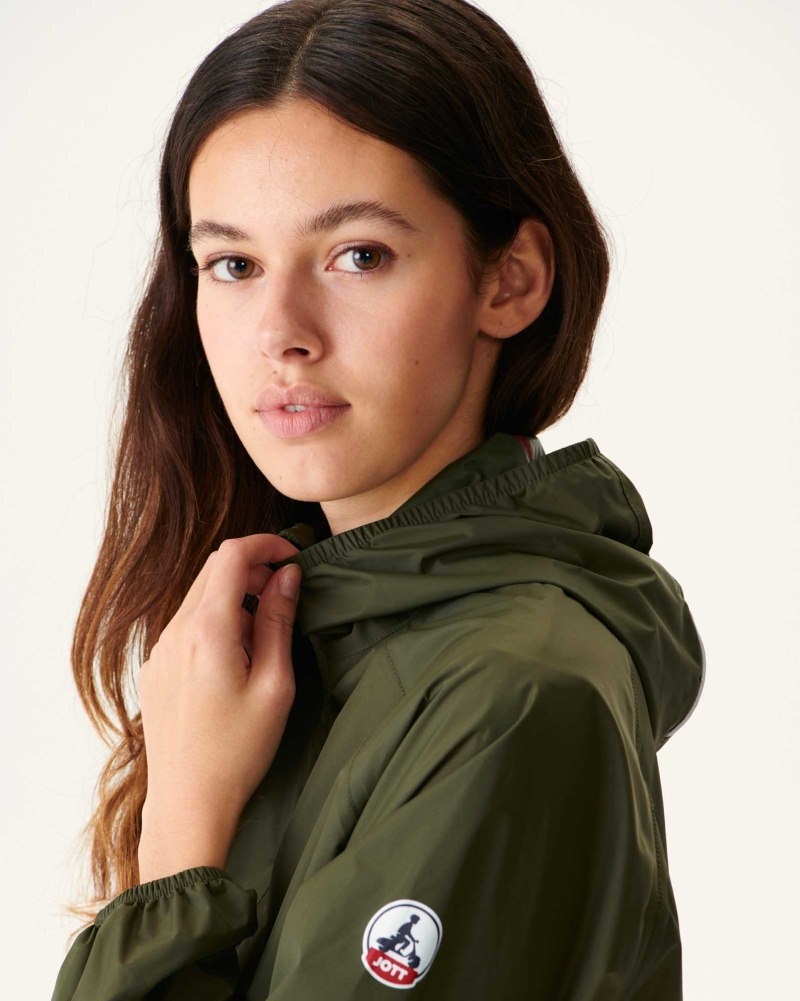 JOTT Copenhagen Long Hooded Jacka Dam Olivgröna | SBQ-5382