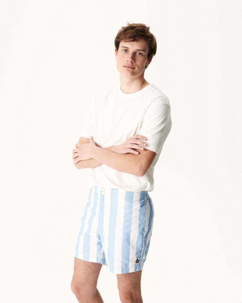 JOTT Deauville Stripe Swim Shorts Herr Röda Vita | EOT-7642