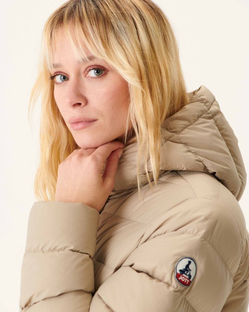 JOTT Jane Hetero Hooded Vadderade Jackor Dam Beige | MAP-0465