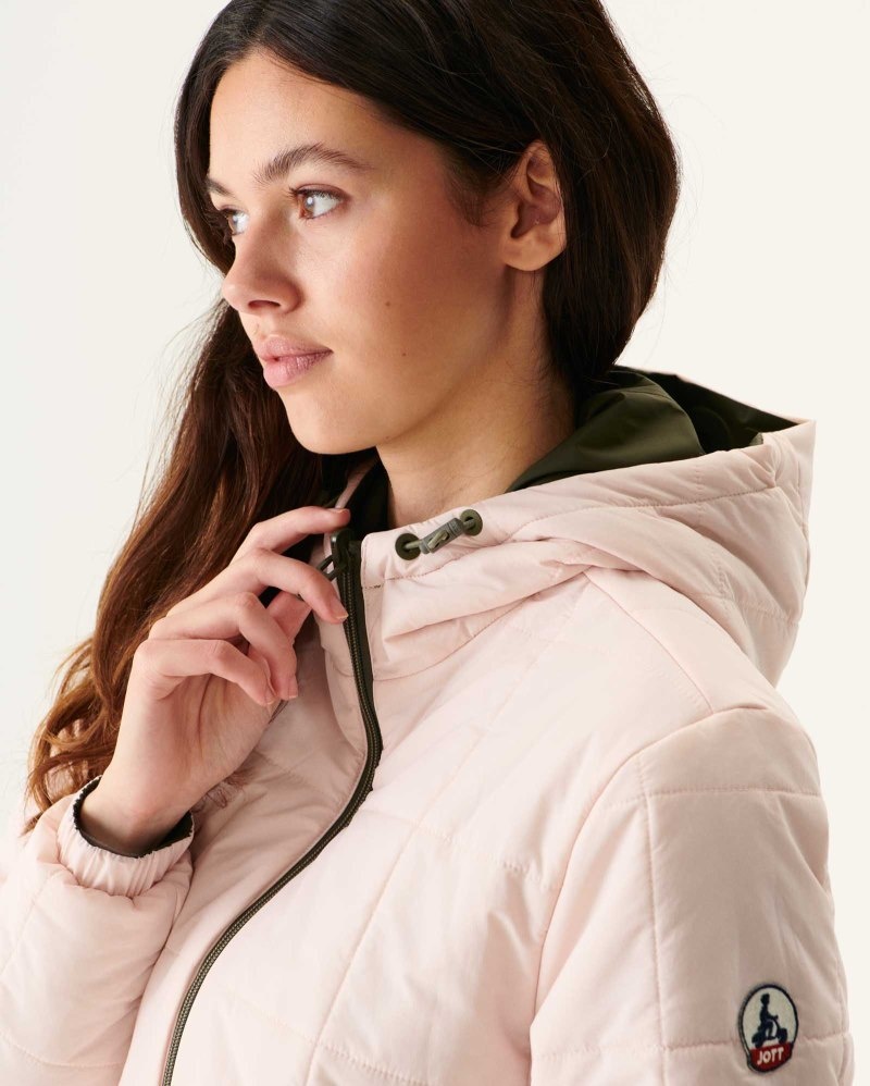 JOTT Kara Reversible Hooded Ultralight Dunjackor Dam Olivgröna Ljusrosa | ZQR-1194