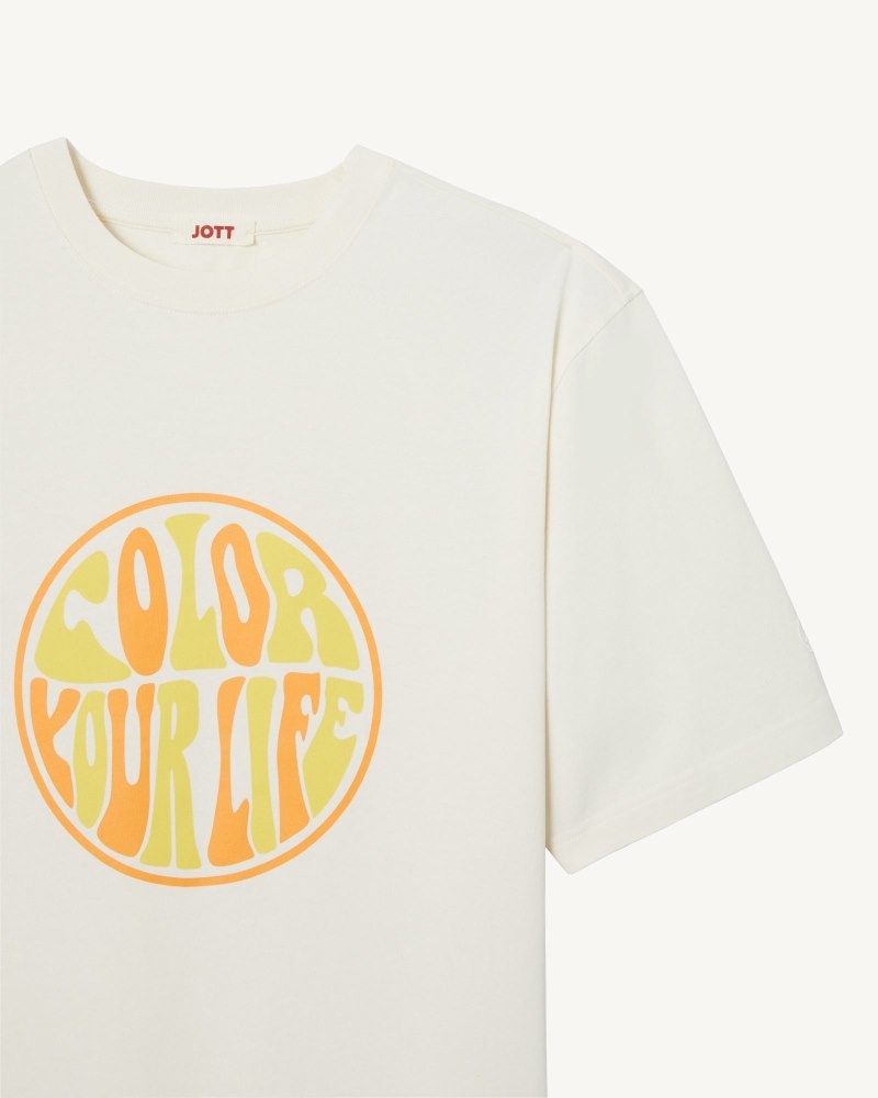 JOTT Leo Organic Bomull T-shirt Herr Off-white | RYN-7662