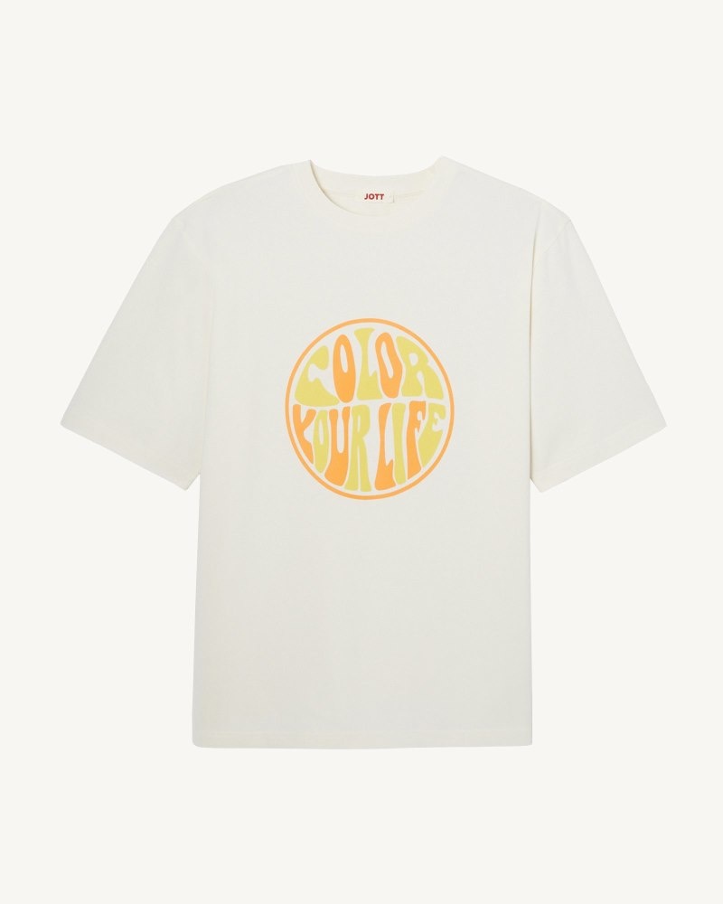 JOTT Leo Organic Bomull T-shirt Herr Off-white | RYN-7662