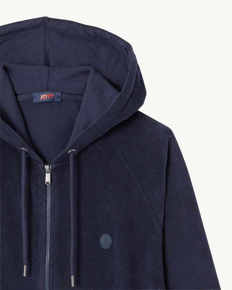 JOTT Nazare Zipped Hooded Jacka Herr Marinblå | LXS-9932