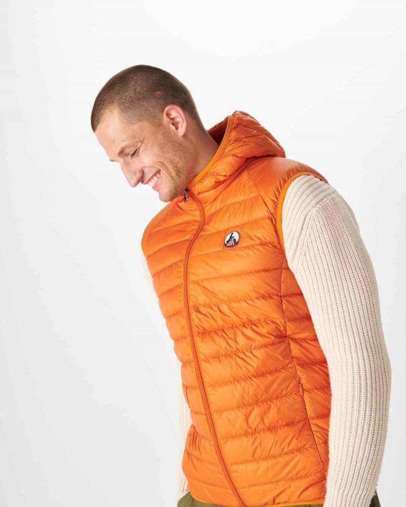 JOTT Pat Hooded Ärmlös Dunjackor Herr Orange | XEF-3420