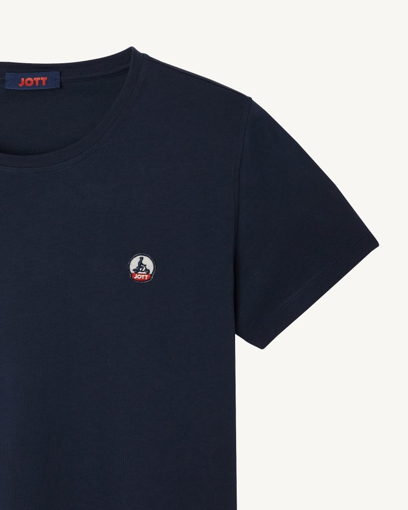 JOTT Rosas Crew Neck T-shirt Dam Marinblå | EEG-5357