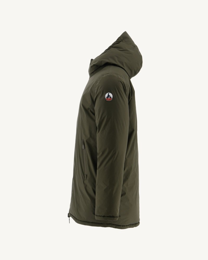 JOTT Toronto Great Cold Reversible Hooded Dunjackor Herr Olivgröna Beige | LLB-7053