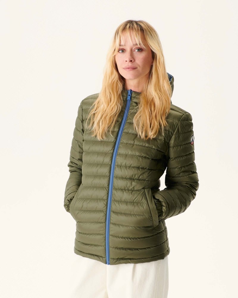 JOTT Vienna Reversible Hooded Dunjackor Dam Blå Olivgröna | CBD-8525