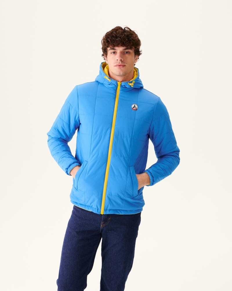 JOTT Vigo Reversible Hooded Ultralight Dunjackor Herr Citron Blå | CHE-2669