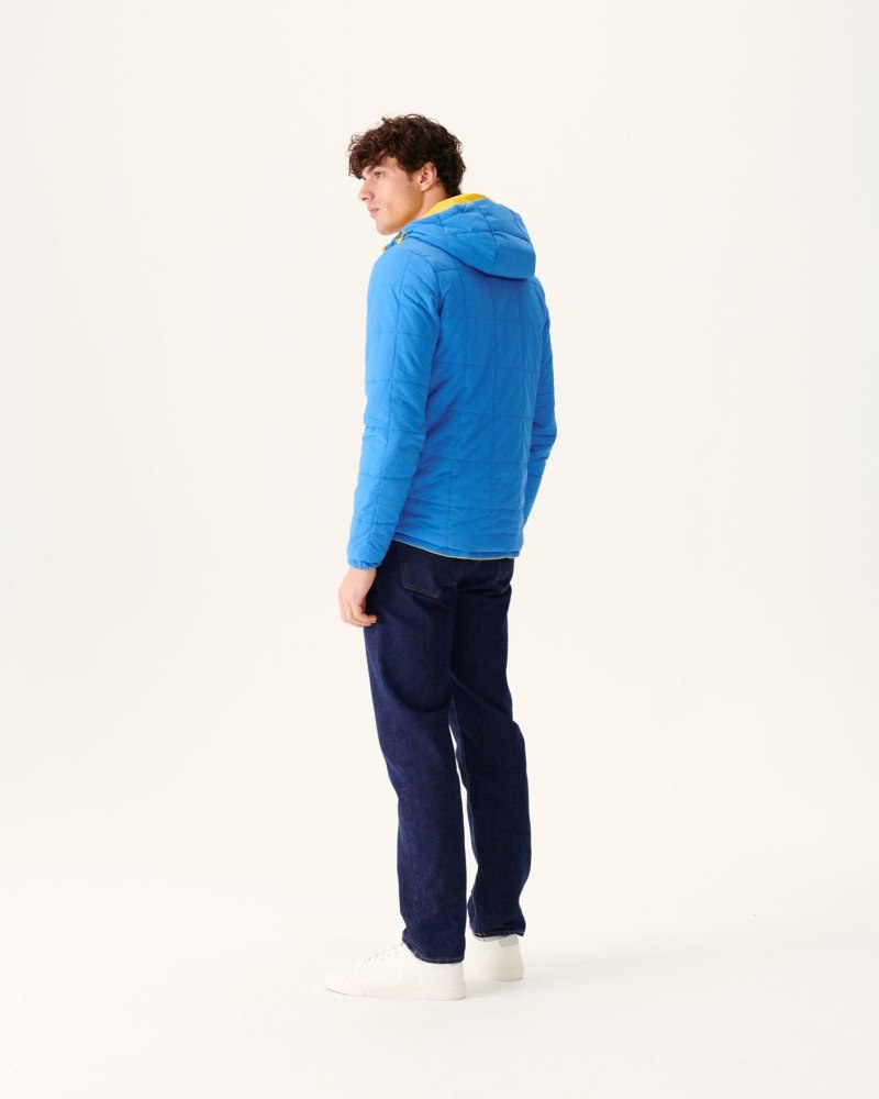 JOTT Vigo Reversible Hooded Ultralight Dunjackor Herr Citron Blå | CHE-2669