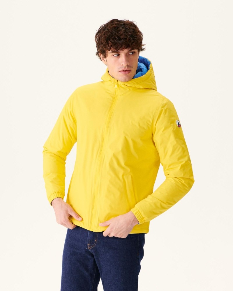 JOTT Vigo Reversible Hooded Ultralight Dunjackor Herr Citron Blå | CHE-2669