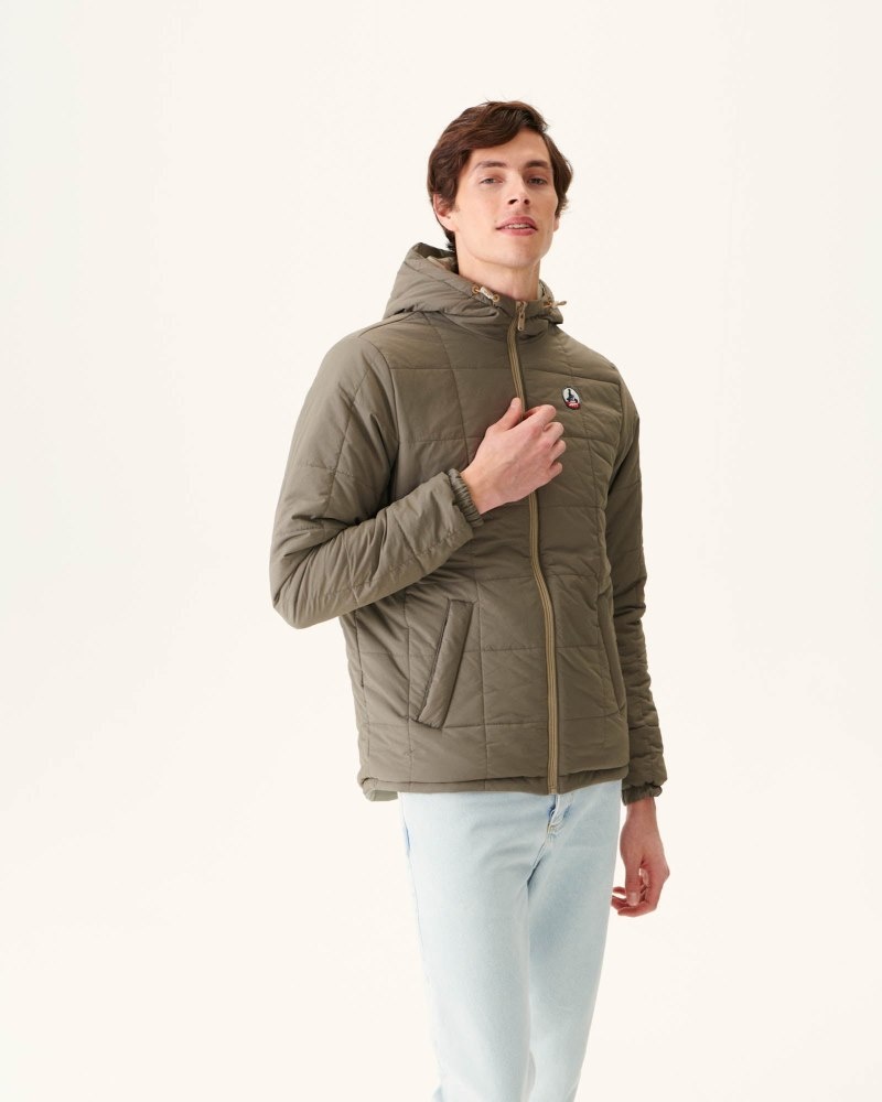 JOTT Vigo Reversible Ultralight Hooded Dunjackor Herr Beige Grå Bruna | AXN-4026