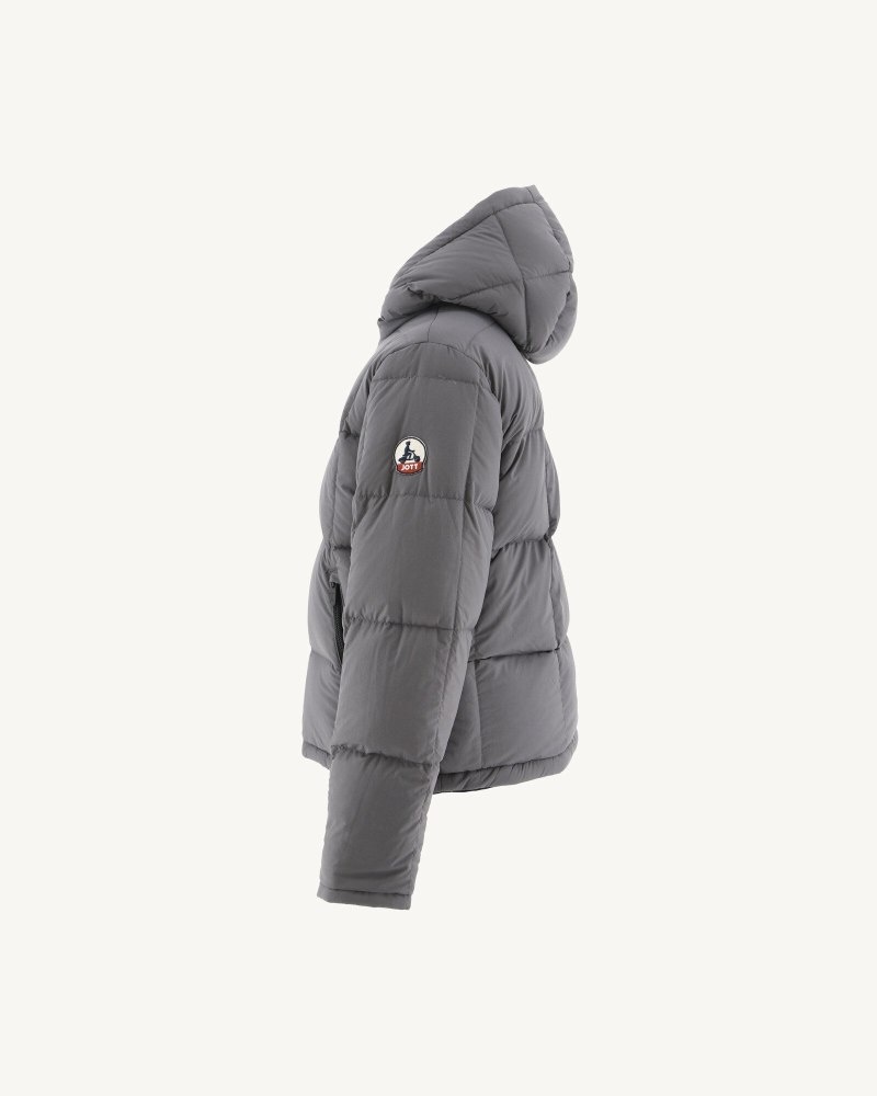 JOTT Yoko Reversible Hooded Vinter Jacka Barn Svarta Mörkgrå | HKO-4184