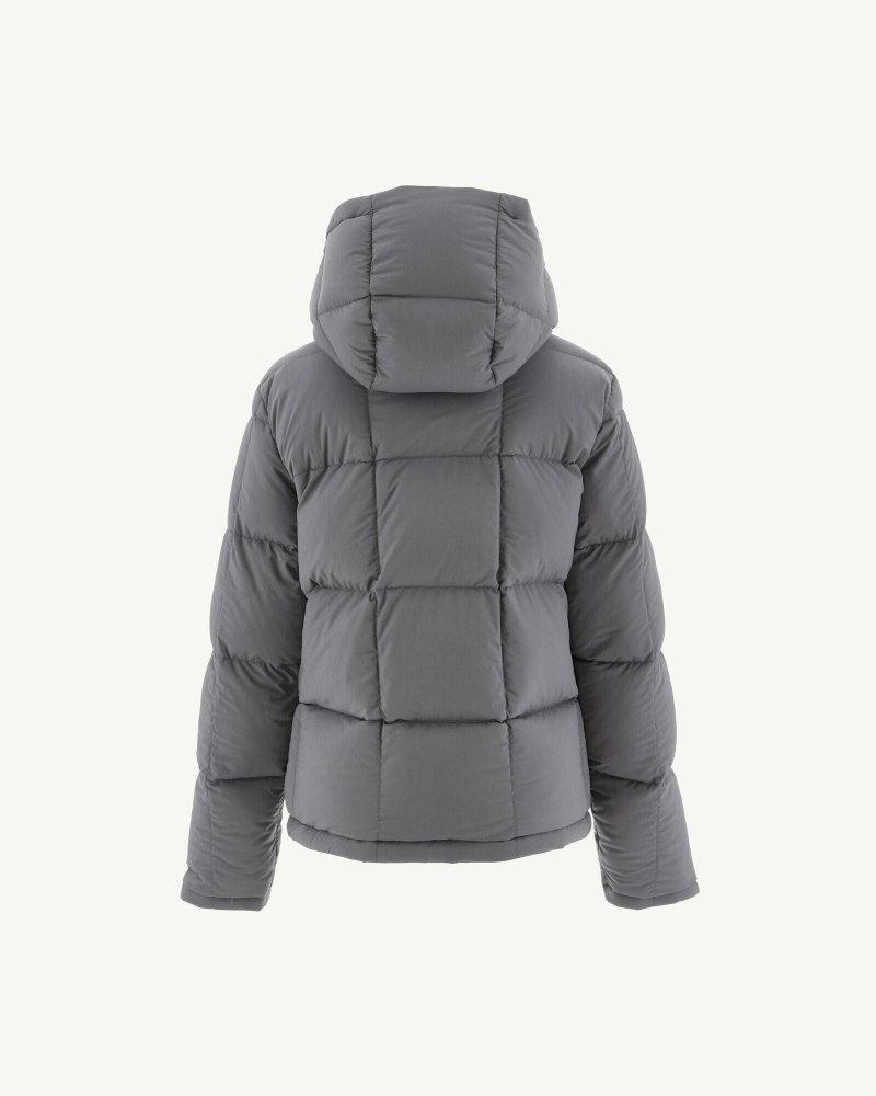 JOTT Yoko Reversible Hooded Vinter Jacka Barn Svarta Mörkgrå | HKO-4184