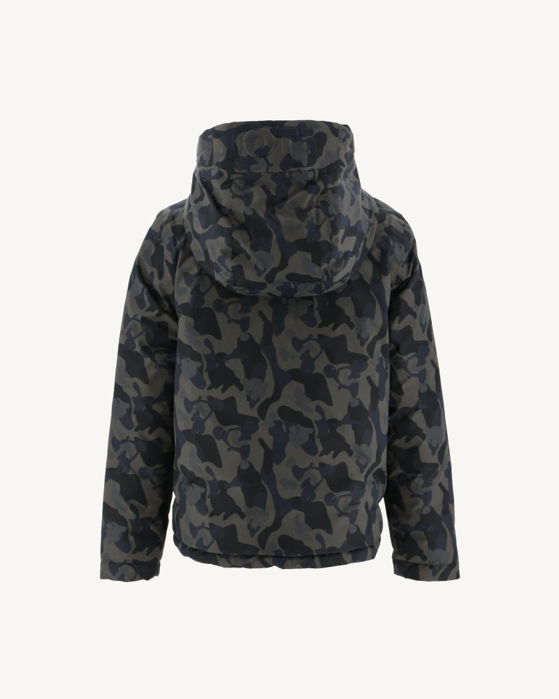 JOTT Zurich Reversible Hooded Pufferjackor Barn Camo Svarta | TEC-5831